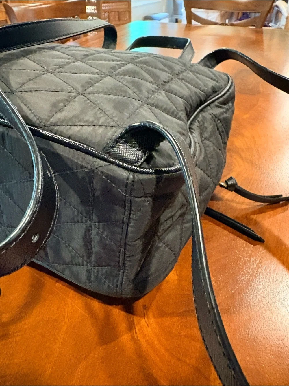 kate spade Black Quilted Med. Backpack, great condition